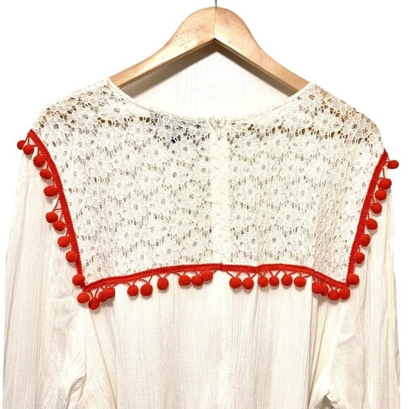 Eloquii Fit & Flare Pom Pom Lace Boho Gauze Dress Tie Plus 24 Curvy Fashionista - Picture 7 of 12